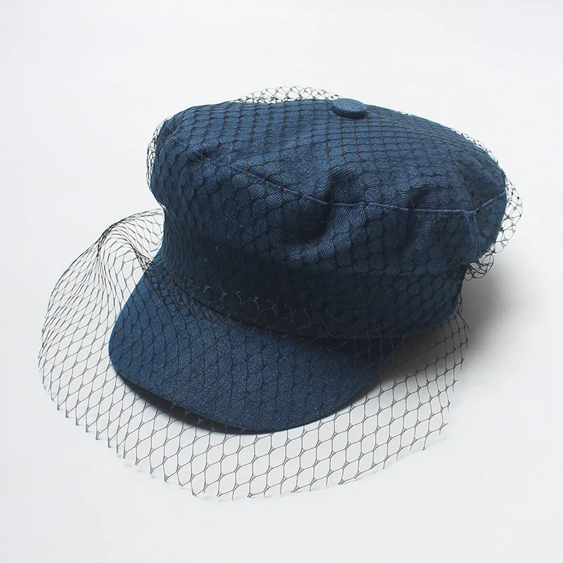 Women's denim mesh hat - Blue