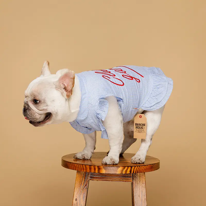 Pet clothes hot sale fashion striped embroidery