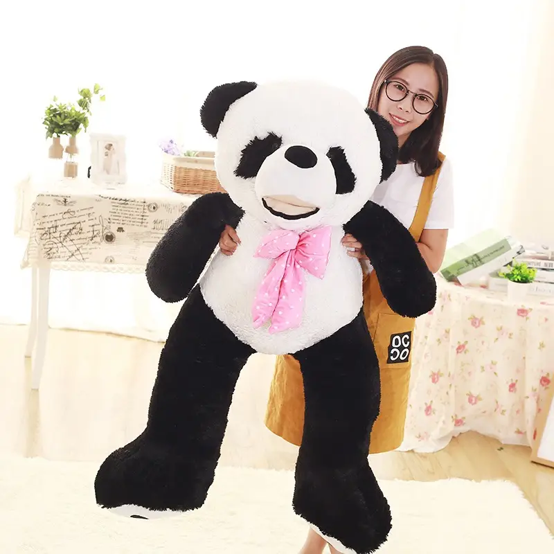 Giant panda doll bow tie panda doll plush toy