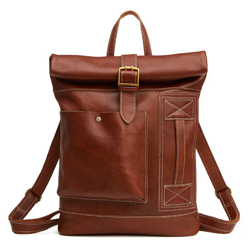 Casual fashion men's backpack - Brown