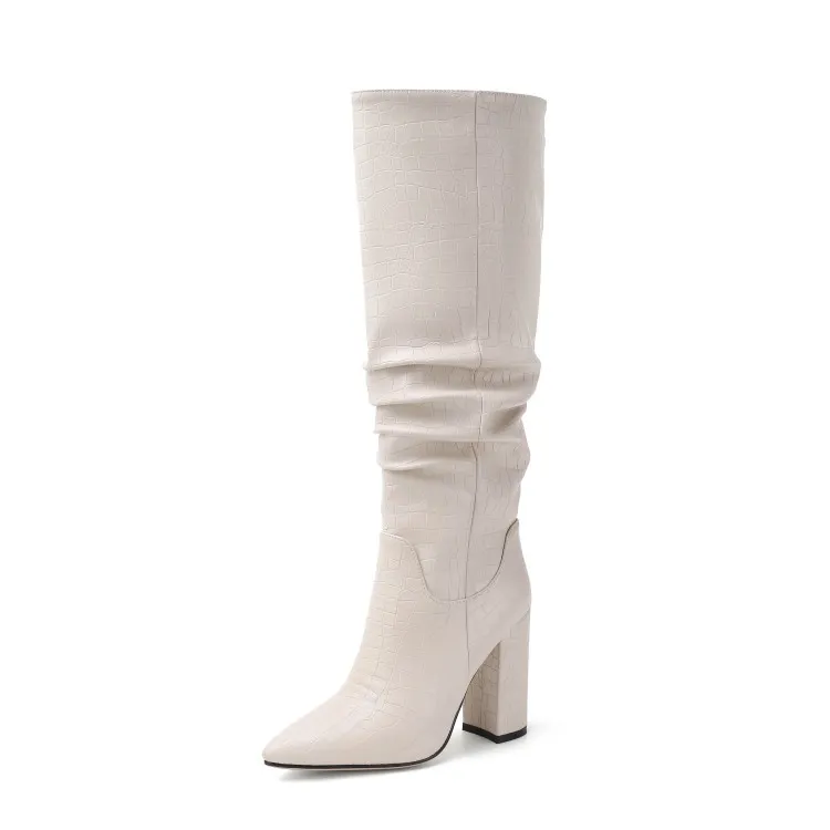 Women's knee high boots - Beige