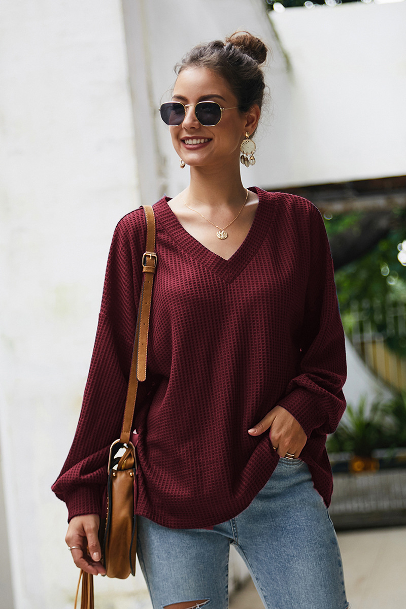 Original design women's long-sleeved sweater V-neck