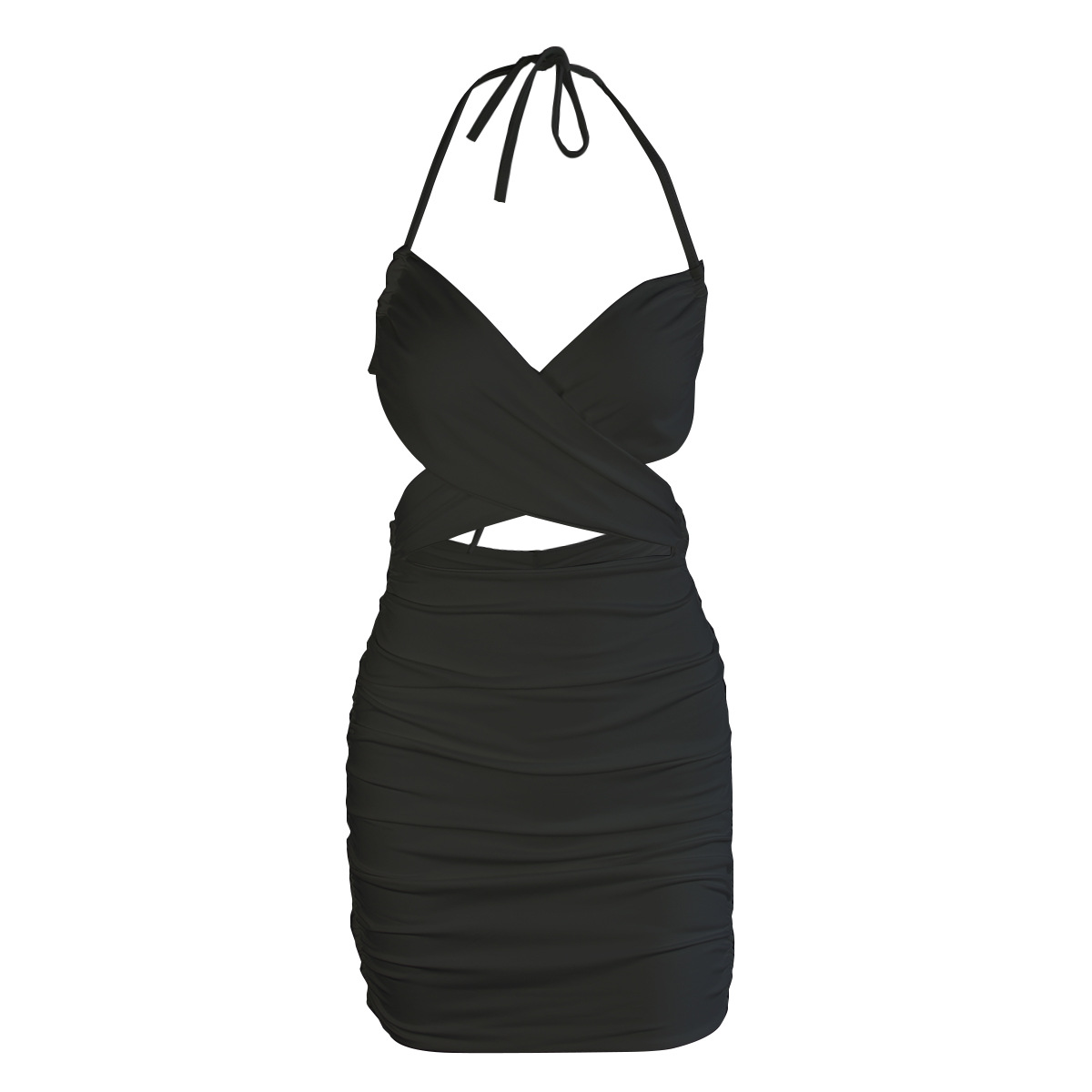 Halter lace-up hip dress