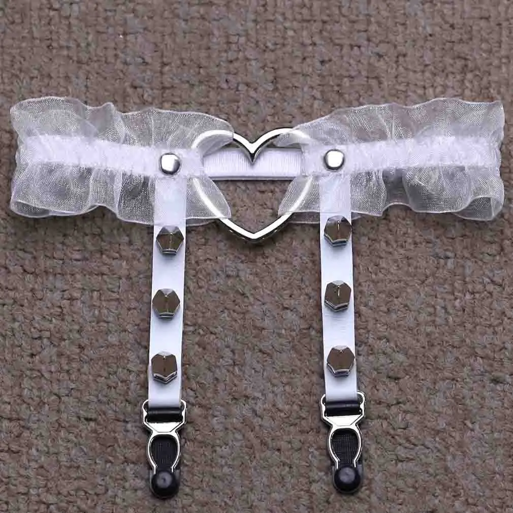 Sexy sexy peach heart garter belt - White