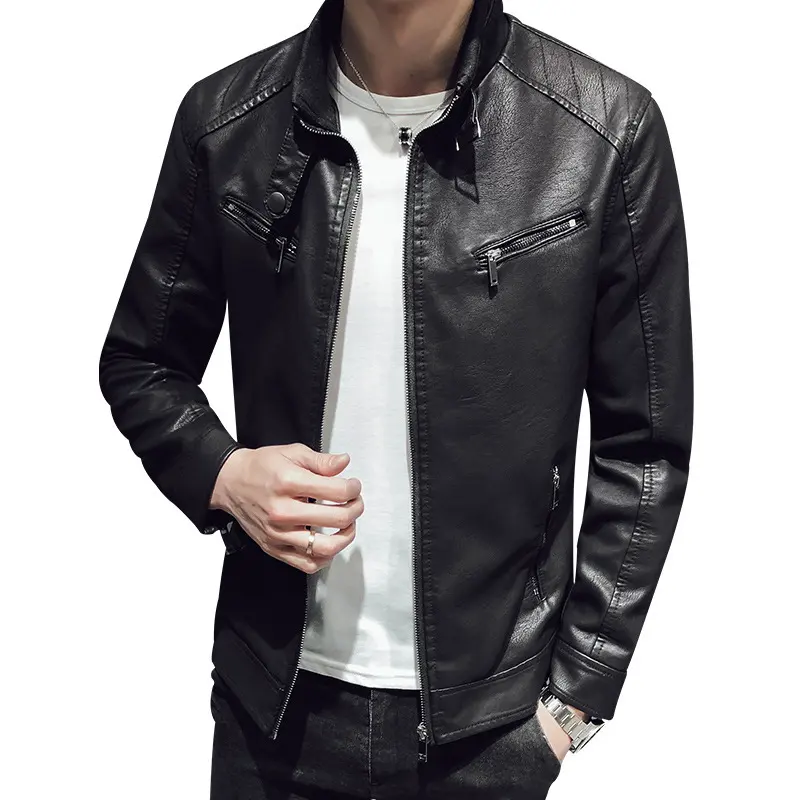 Leather Jacket Men's Zipper Cardigan
