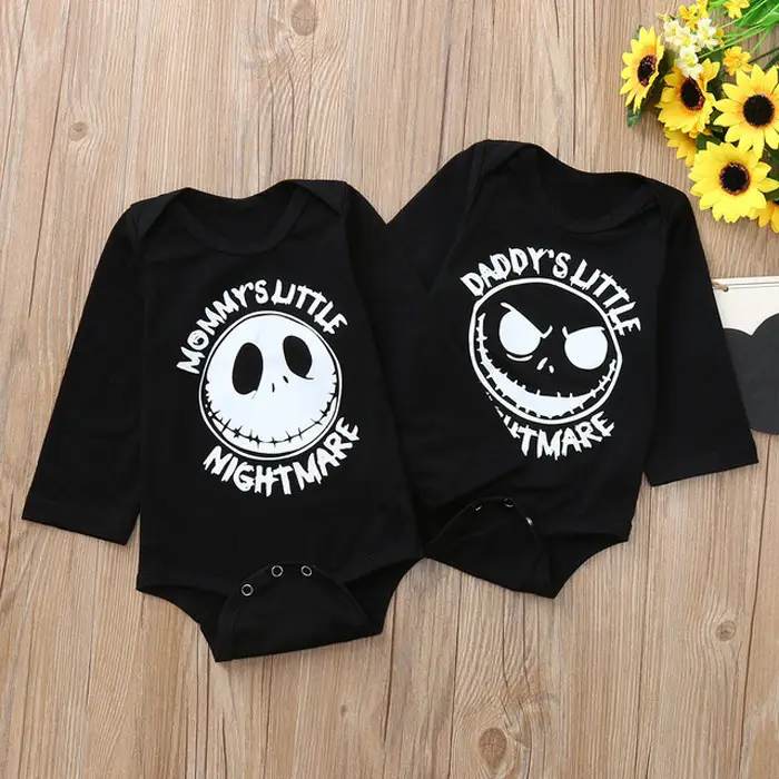 Baby Bodysuit Long Sleeve Cotton Romper with Nightmare Print