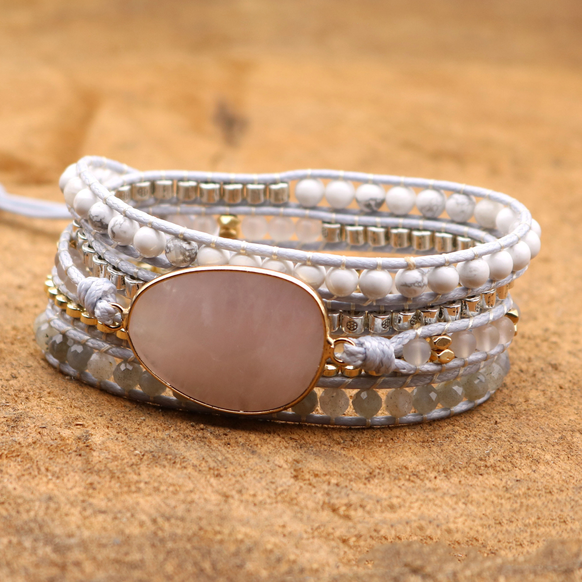 Hand-woven natural stone bracelet