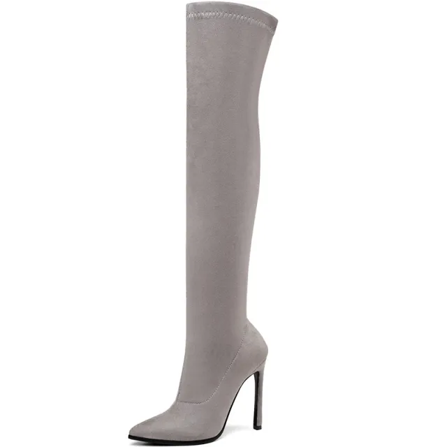 Stiletto high heel over the knee boots Grey - Shop at LoveMi
