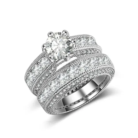 Silver Wedding Ring for Women Engagement Finger Gift Jewelry