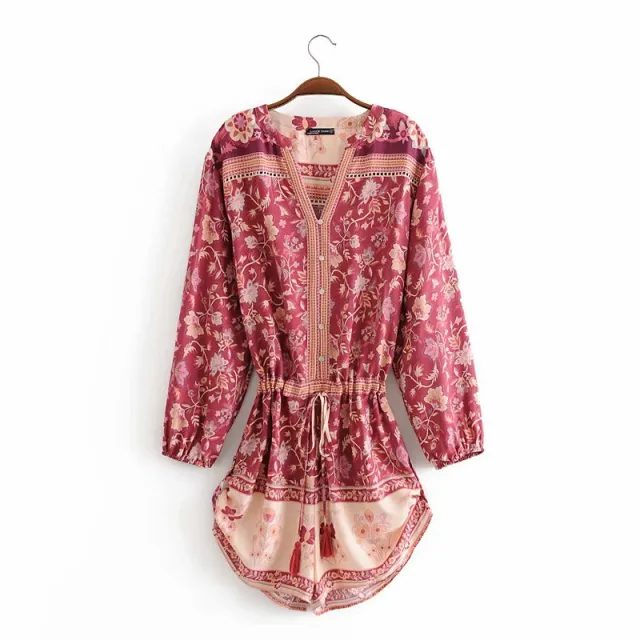 Positioning flower waist drawstring jumpsuit Photo Color - Shop at LoveMi