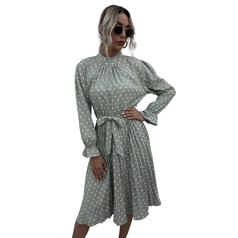 Spotted ruffled long sleeve skirt