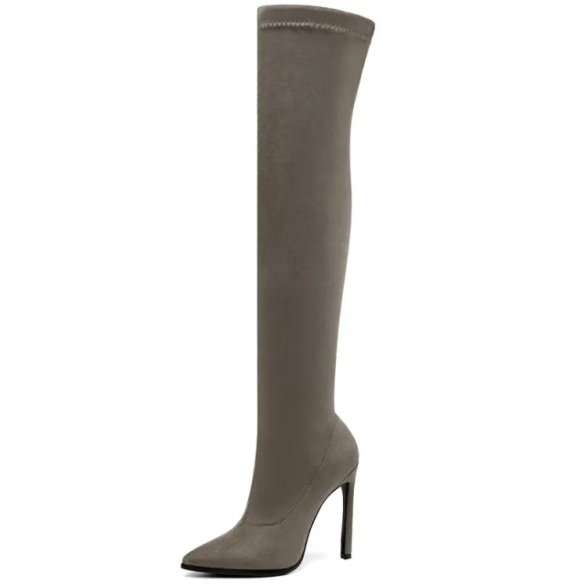 Stiletto high heel over the knee boots Khaki - Shop at LoveMi