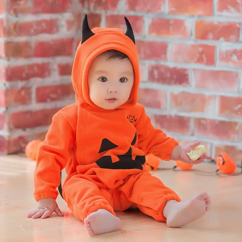 Halloween Pumpkin Hooded Jumpsuit