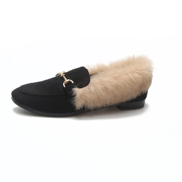 Square toe flat shoes - Black