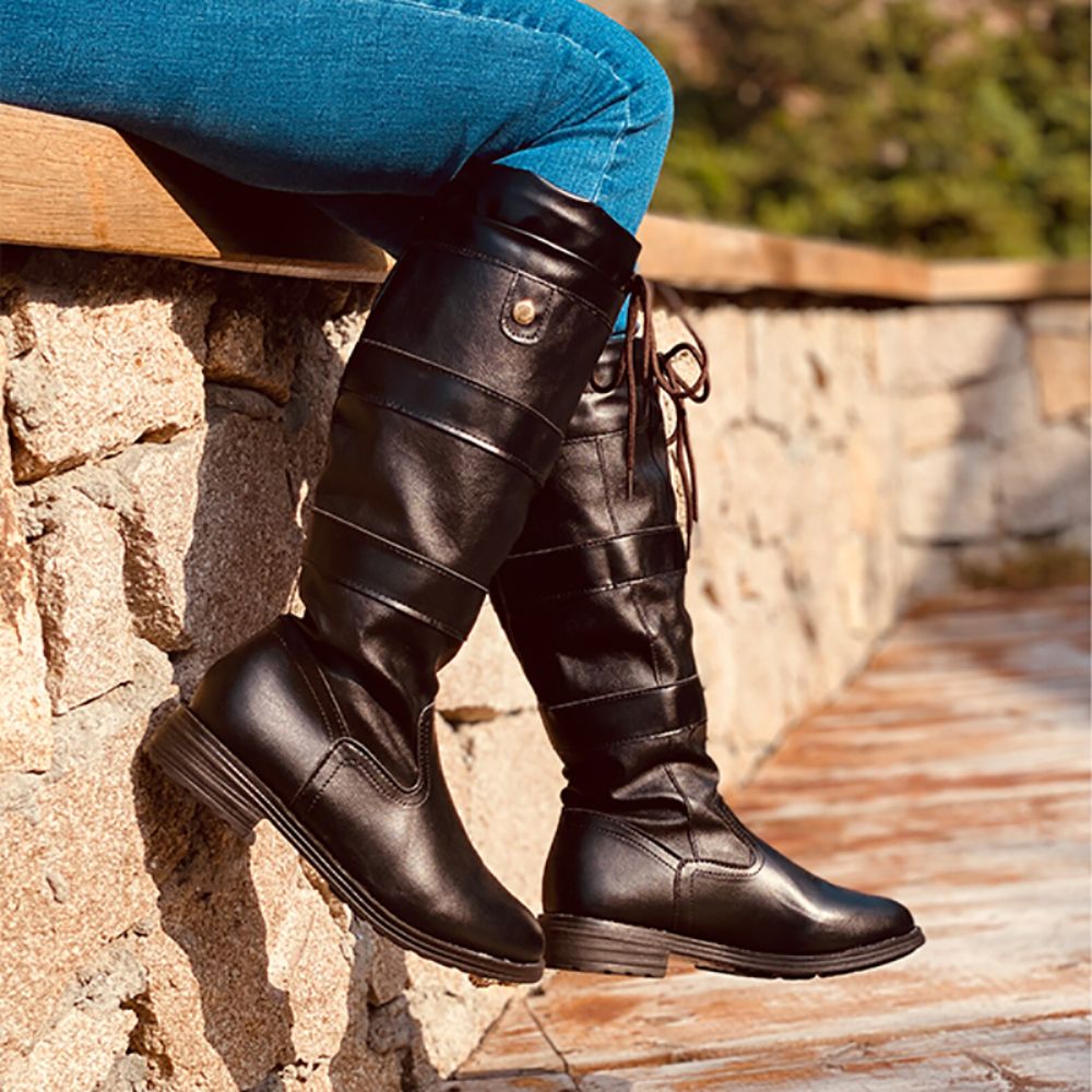 Women's round toe thick heel boots