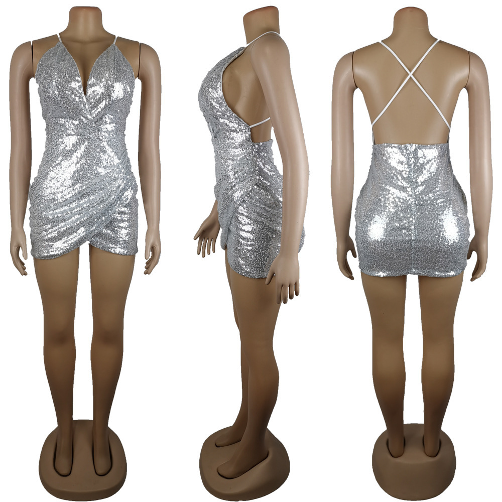 Irregular dress with hip slim sling