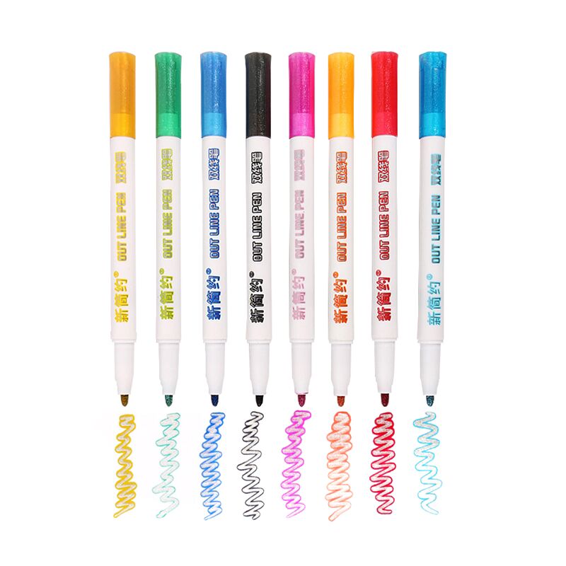 Dream double line outline pen 8 color suit