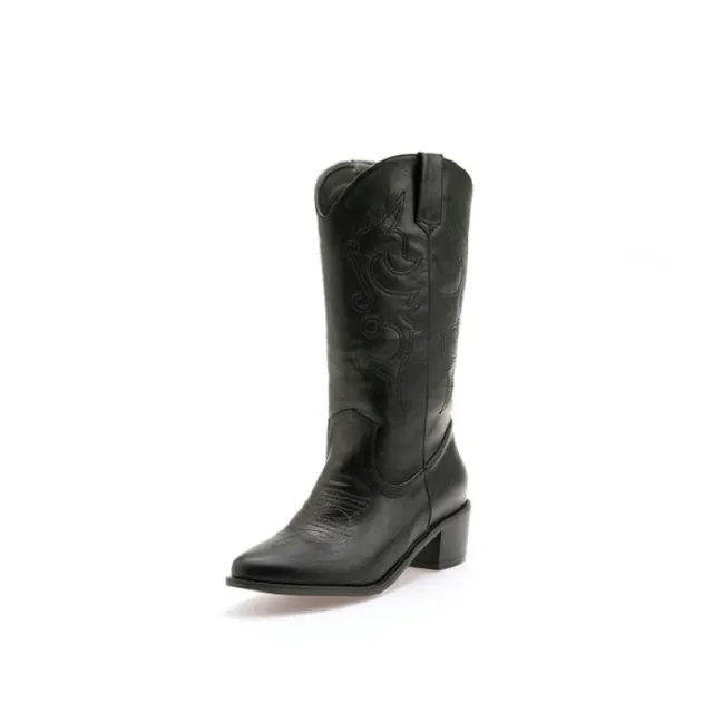 Mid heel pointed toe boots Black - Shop at LoveMi