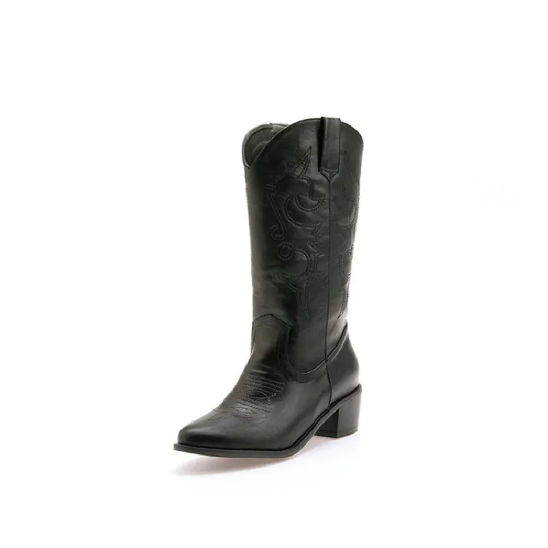 Mid heel pointed toe boots - Black