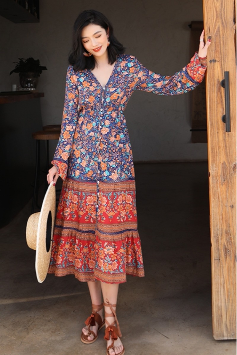 Print V-Neck Maxi Skirt, picture 5 of 5