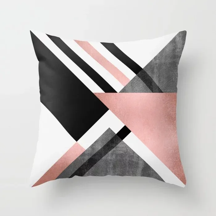 Pink Geometric Abstract Decorative Pillows Case - 1Style