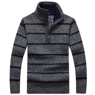 Base casual warm sweater in Dark grey stripes