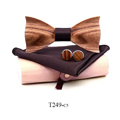 Zebra Wood Wooden Bow Tie