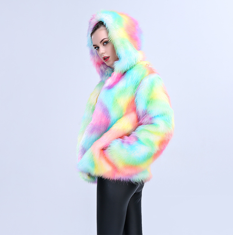 Colored Fox Fur Thicken Warm Fur Coat