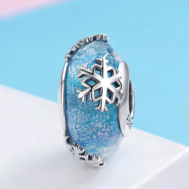 Sterling silver beads diy beaded bracelet Light Blue - Shop at LoveMi