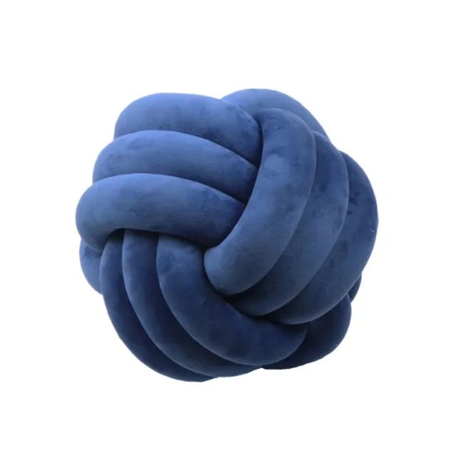 Knotted Plush Ball Design Round Throw Pillow Navy Blue - Shop at LoveMi