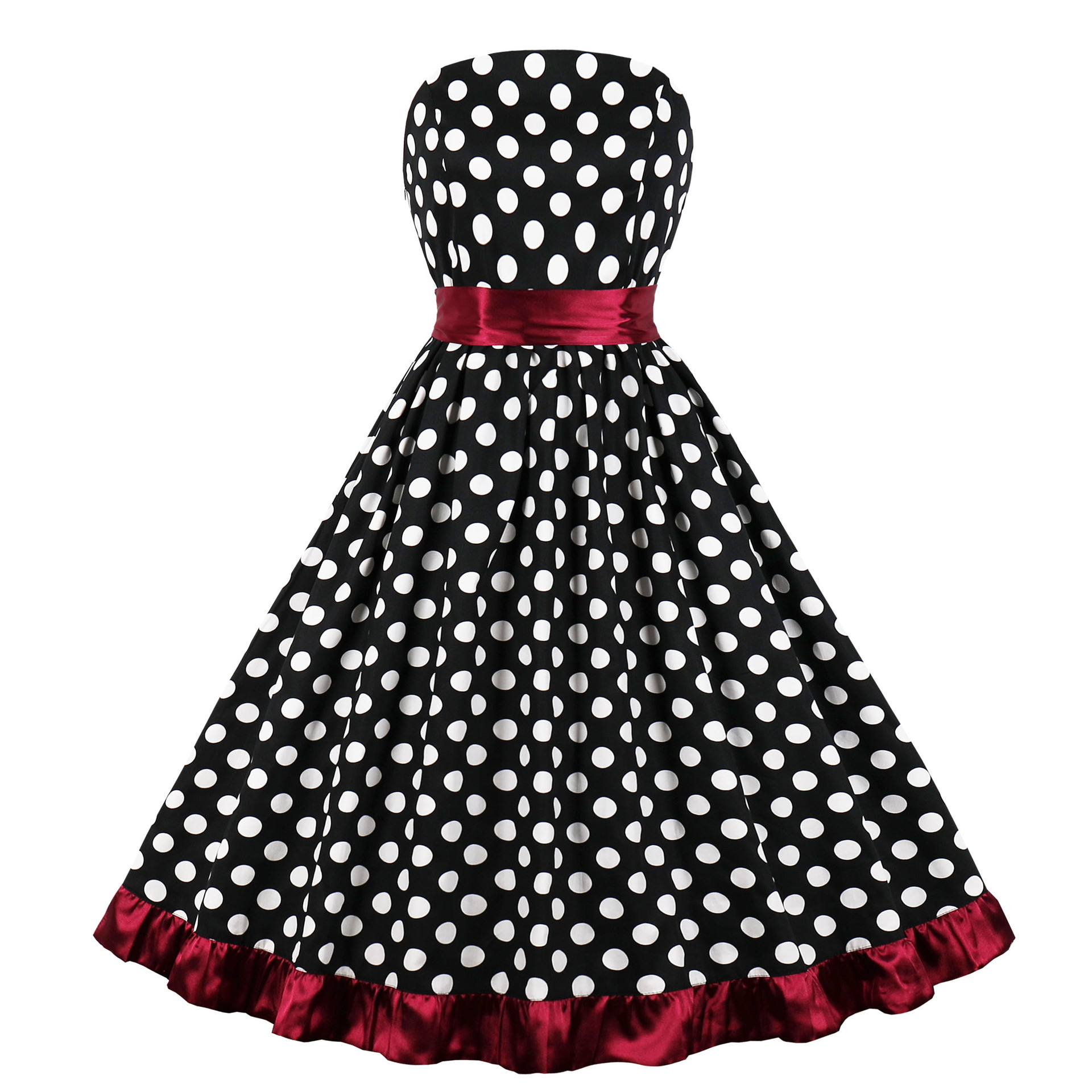 Polka dot stitching dress big swing dress