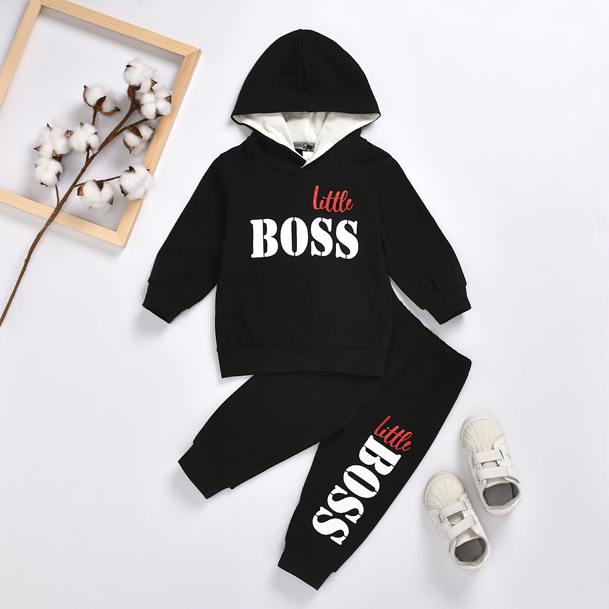 Long-sleeved hooded  two-piece set