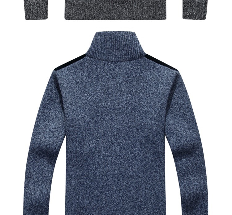 Fleece stand collar zipper sweater