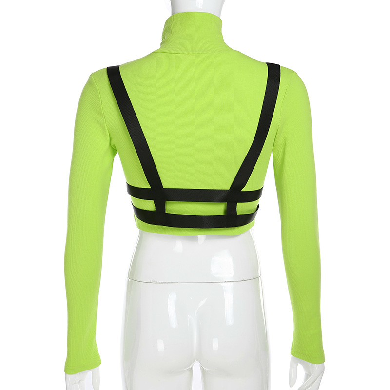 Schoolbag buttoned top tight-fitting slim long-sleeved sweater