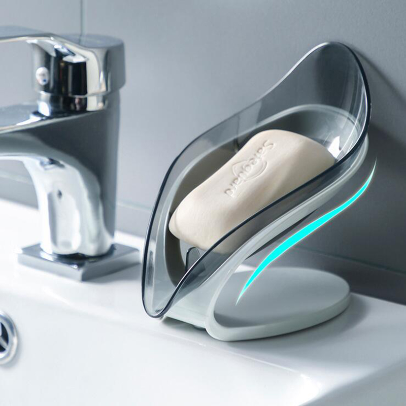 Bathroom Soap Holder Leaf Shape Soap Box Kitchen Dish Storage Box Non-slip Drain Soap Storage Case Container Bathroom Accessorie source detail image 2