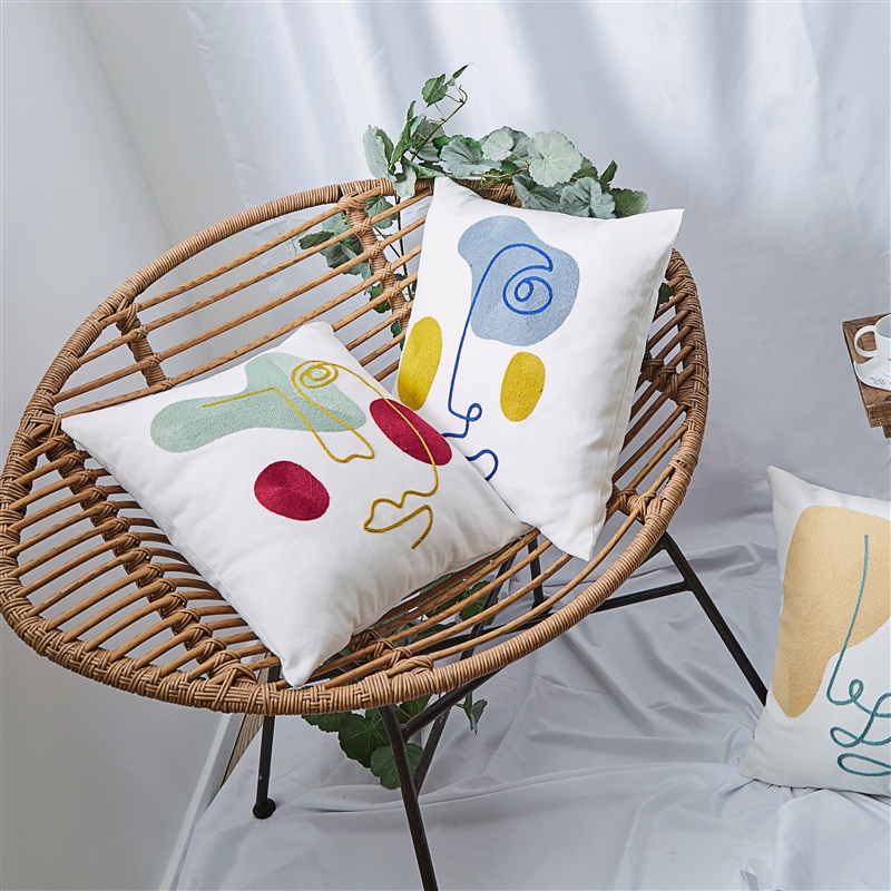 Geometric embroidered pillowcase