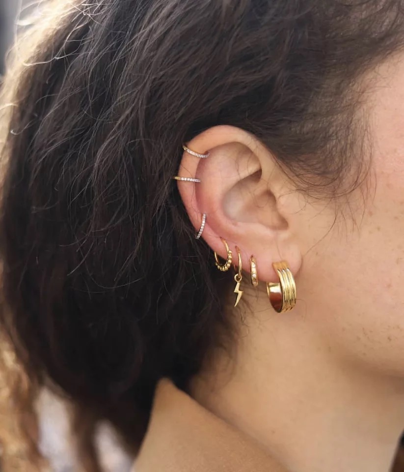 hollow three-coil earrings