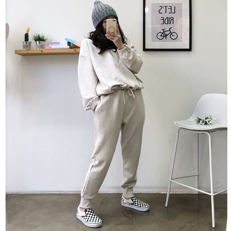 Drawstring loose sweater + trousers