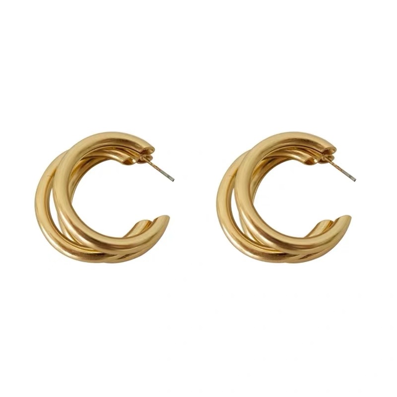 Metal smooth C-type Round Earrings