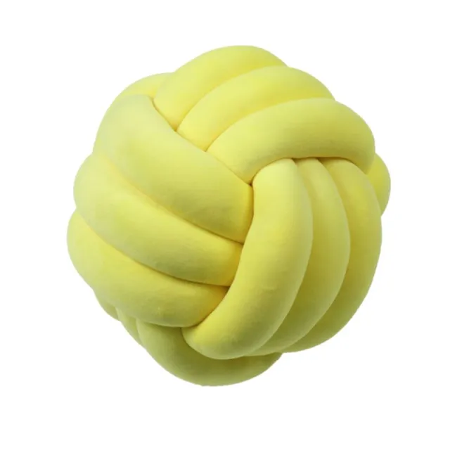 Knotted Plush Ball Design Round Throw Pillow Light Yellow - Shop at LoveMi