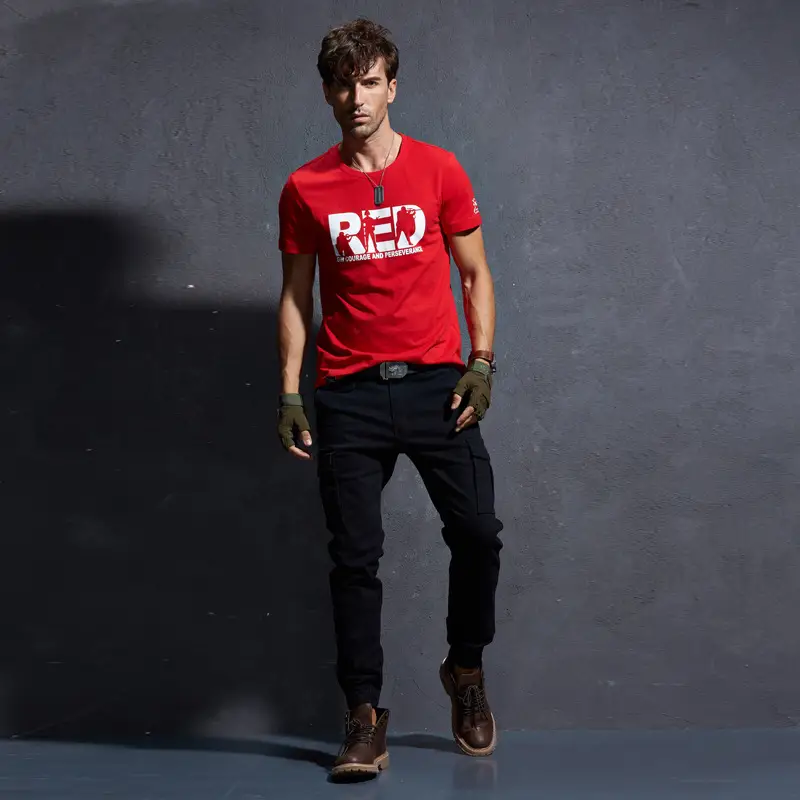 Men's slim solid color trousers
