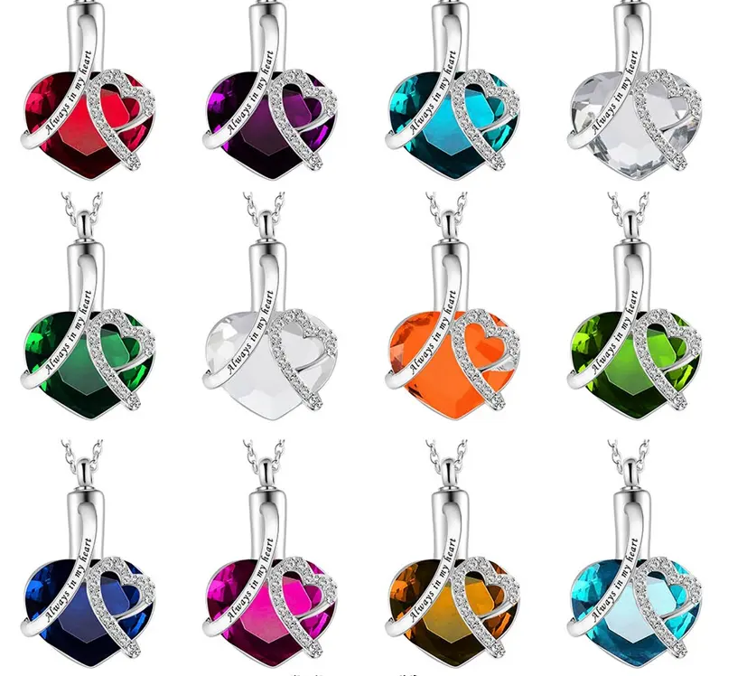 Heart-shaped urn pendant always in my heart