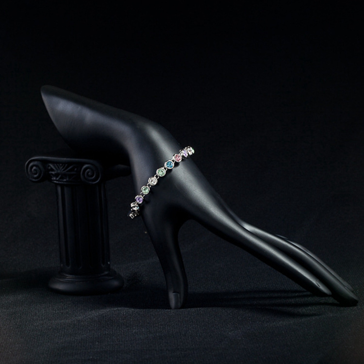 Platinum-plated women's bracelet with rhinestones