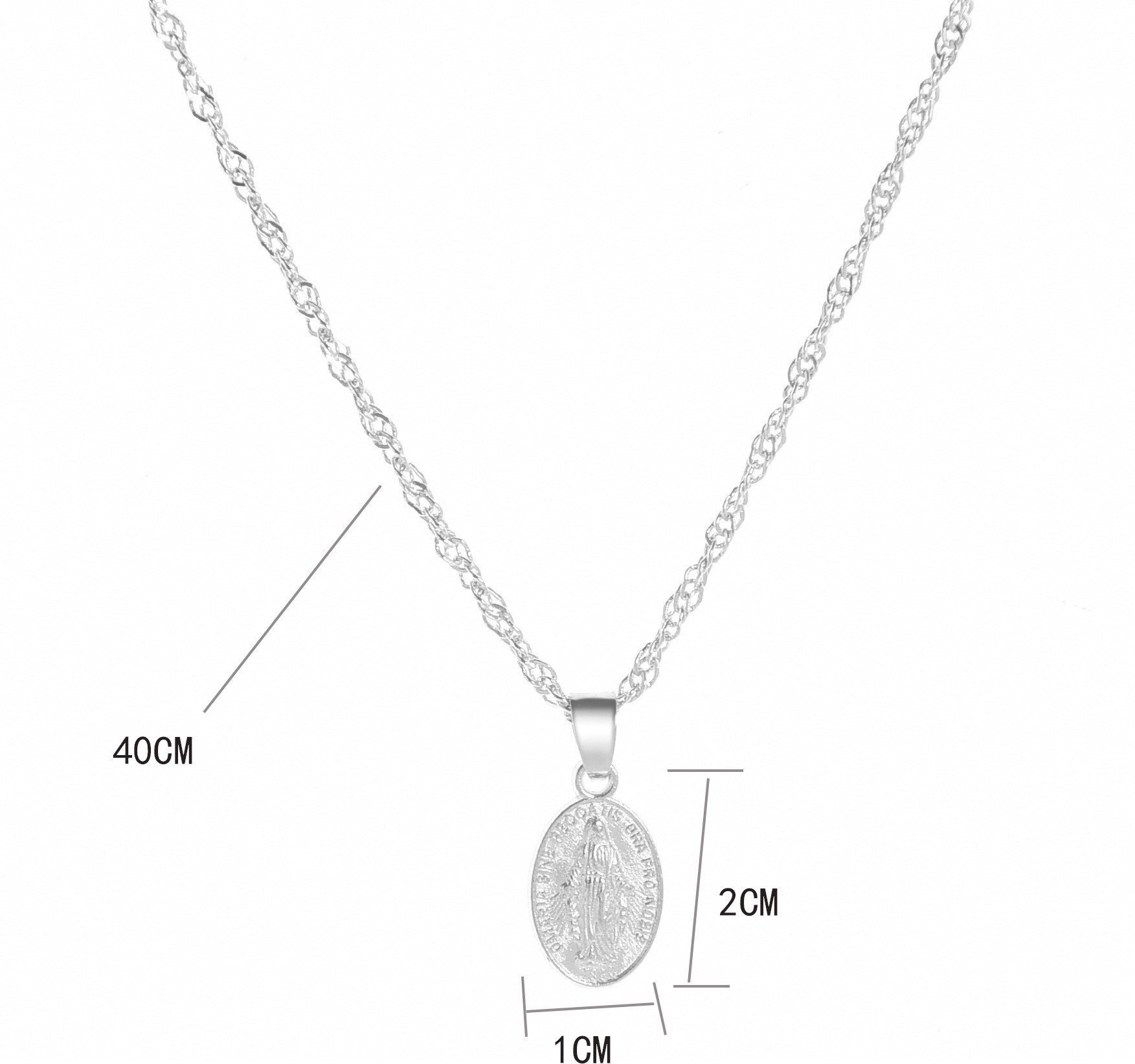 Mother Mary Catholic Medallion Pendant Necklace