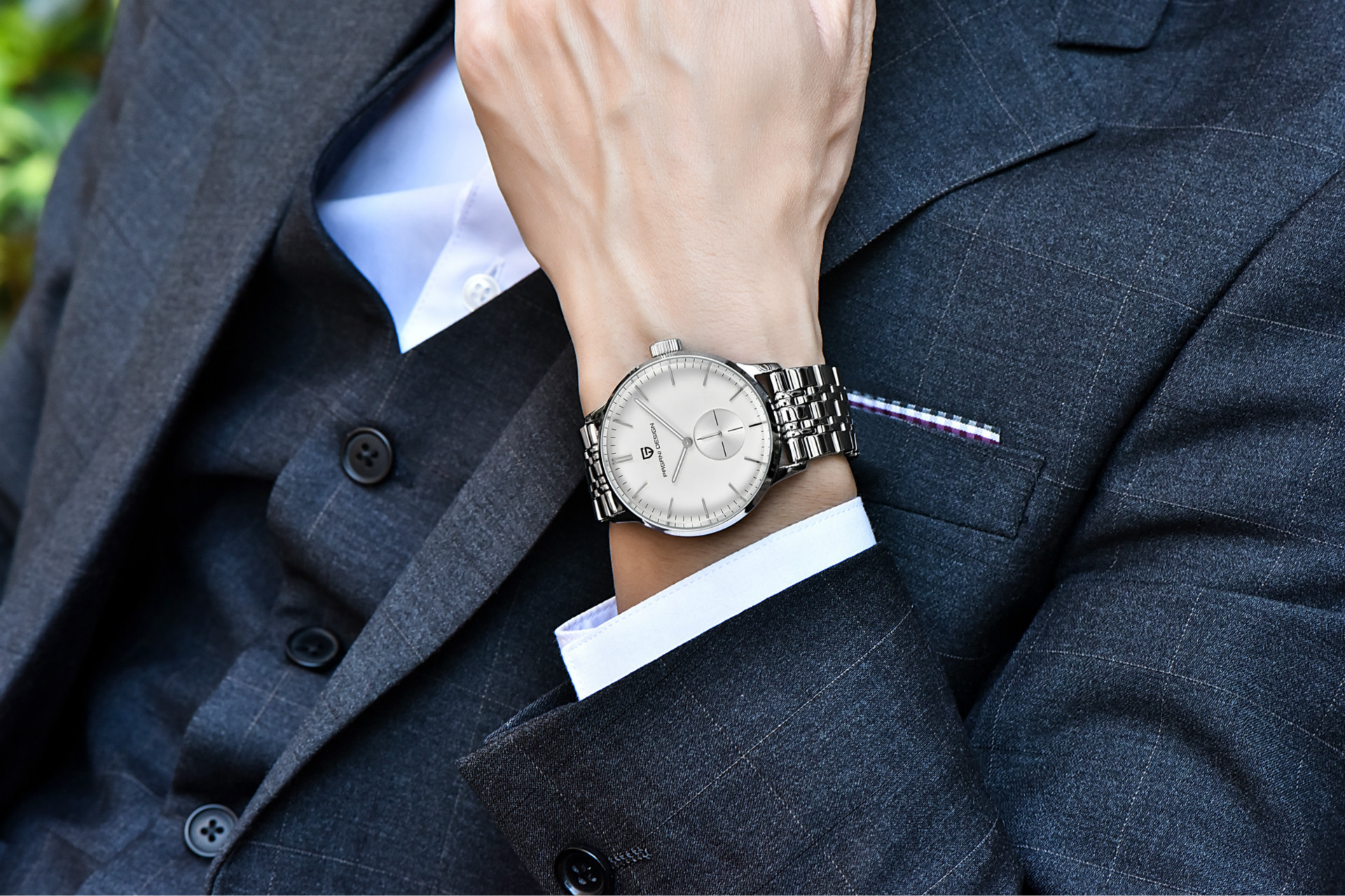 Bergani steel band quartz watch