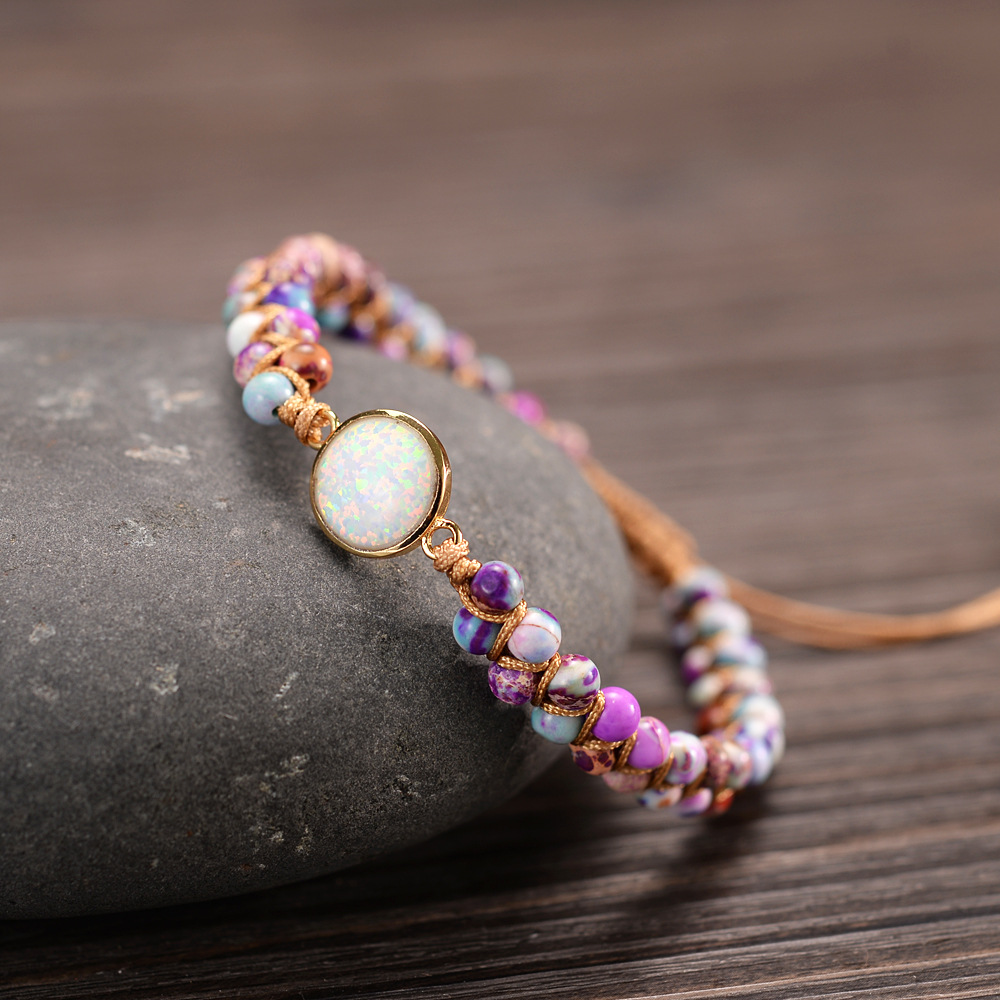 Amethyst Hand Woven Opal Bracelet