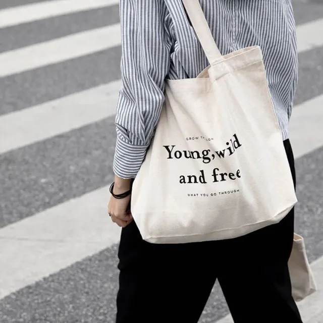 Vintage English Letter Canvas Bag White - Shop at LoveMi