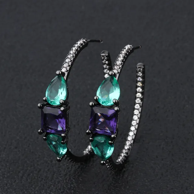 Shining zircon earrings Black - Shop at LoveMi