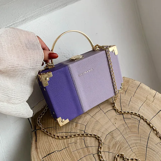 Handle Box Design Ladies Party Clutch Bag Purses Purple - Shop at LoveMi