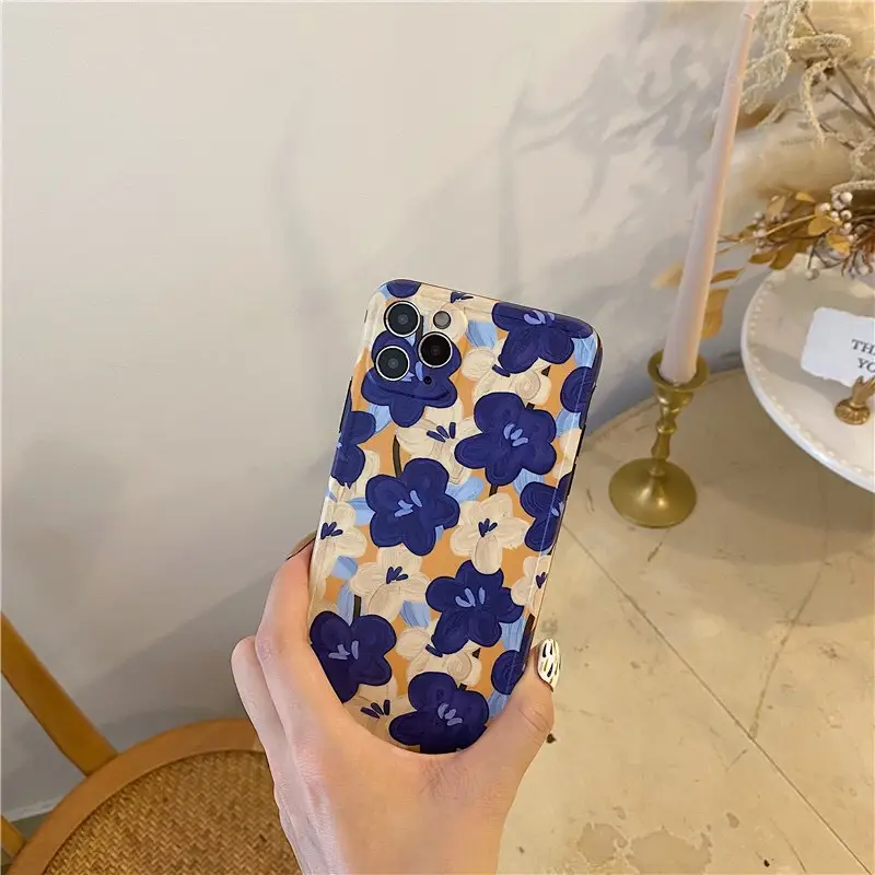 Net red oil painting flower phone case